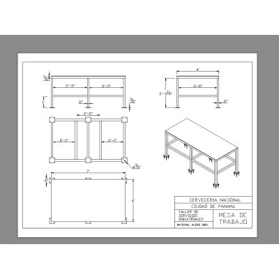Design of a work table for a workshop