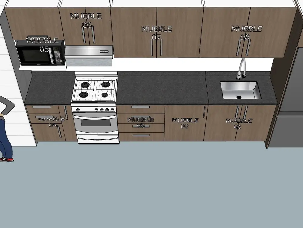 projeto de cozinha moderna em sketchup