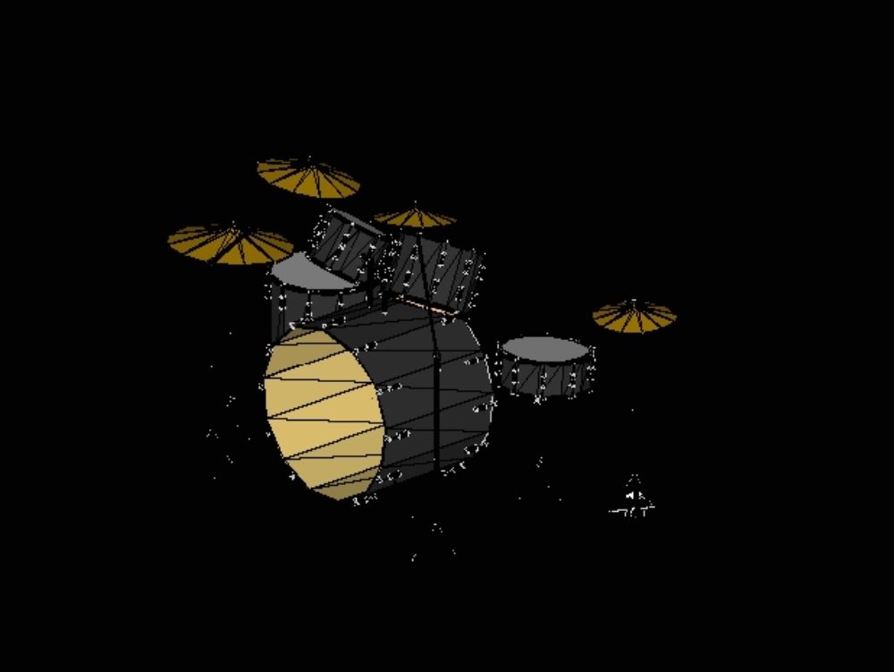 Musical drums in three dimensions, black color