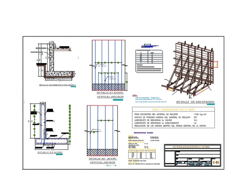 Construction details of a retaining wall