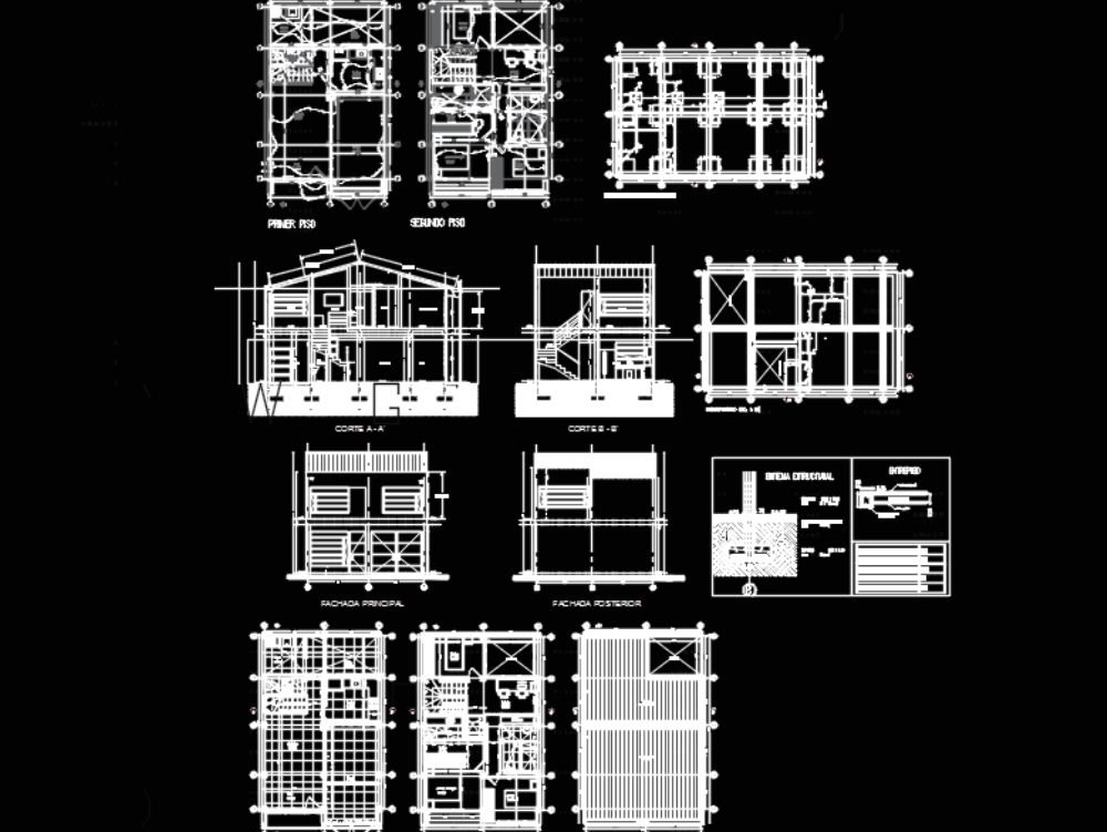 Progetto casa a 2 piani con dettagli tecnici