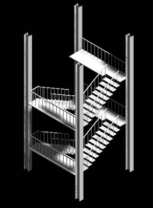 escalier de secours 3D