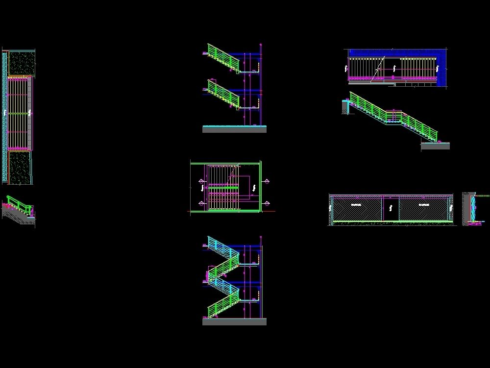 Detalhe escadas metálicas para projeto