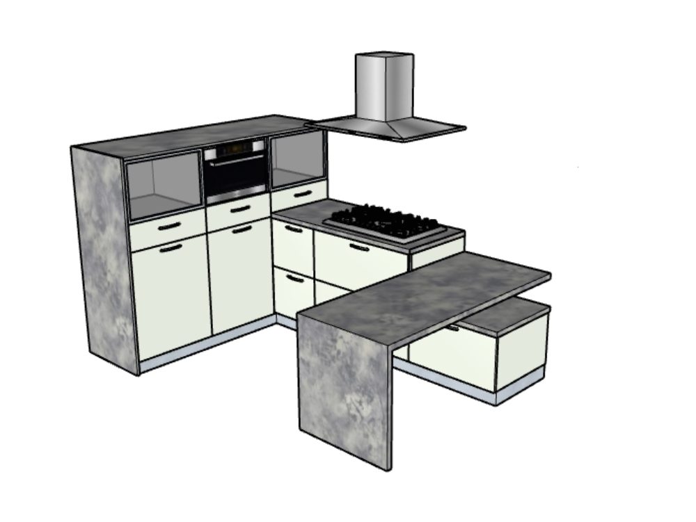 Modelo de armário de cozinha em melamina branca