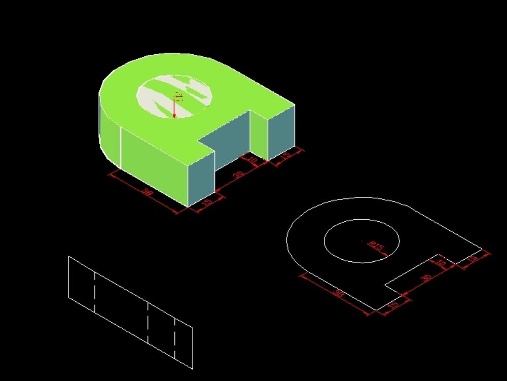 Um objeto 3D simples e básico usando autocad