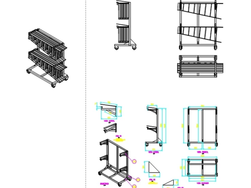 Plano de rack de escada para armazéns