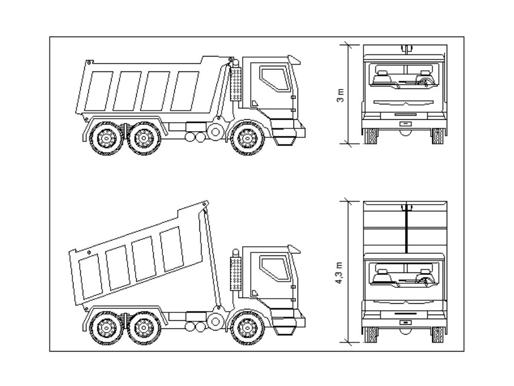 Caminhão em 2D com 4 visualizações