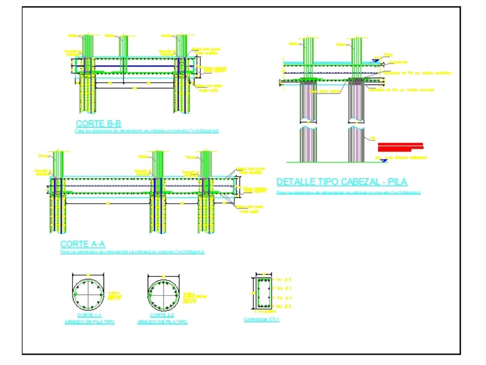 Structural Details of Piles. In AutoCAD | CAD library