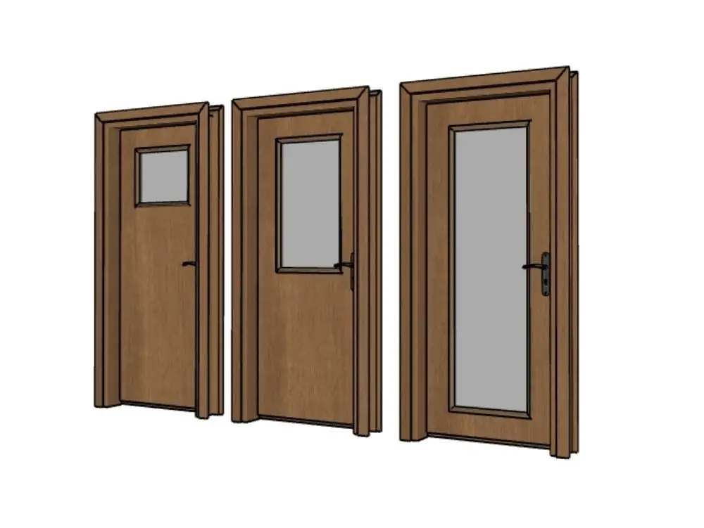Puerta 3d en madera lista para renderizar