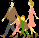 Família caminhando 2d pintada
