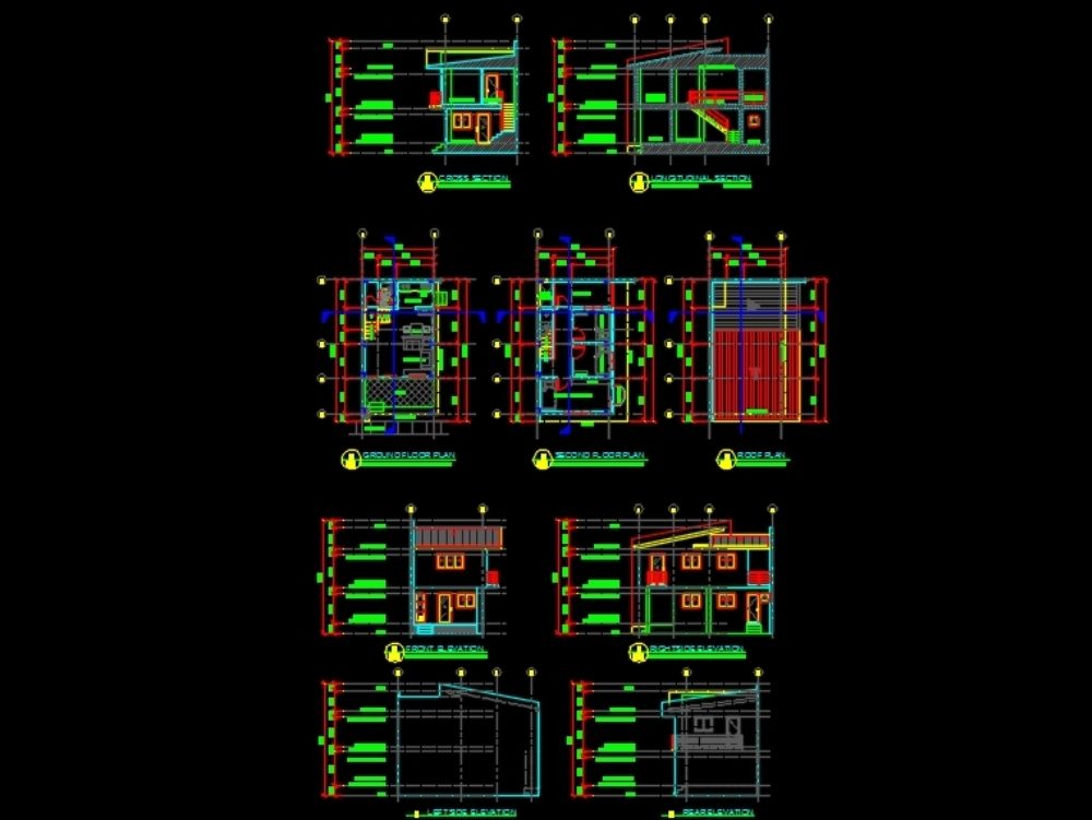 Plano de casa residencial de dos pisos