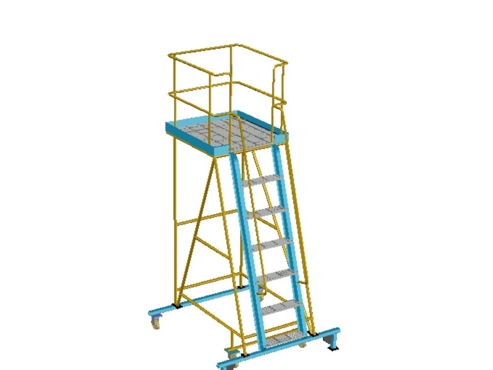 Modelo 3d de escada de plataforma de trabalho usado no local