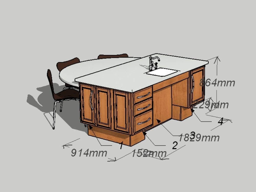 Small kitchen as an island for 5 people