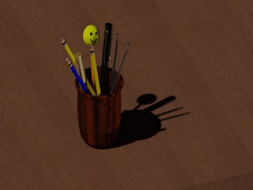 Pot à crayons en verre avec porte-crayons 3d