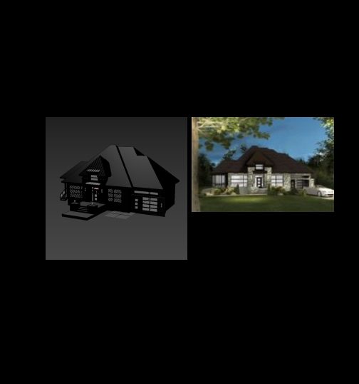 Modellierung und 3D-Ansicht eines Max-Landhauses