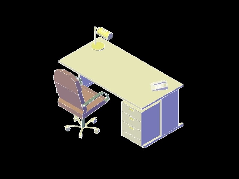 Escritorio 3d para equipamiento de muebleria en oficinas