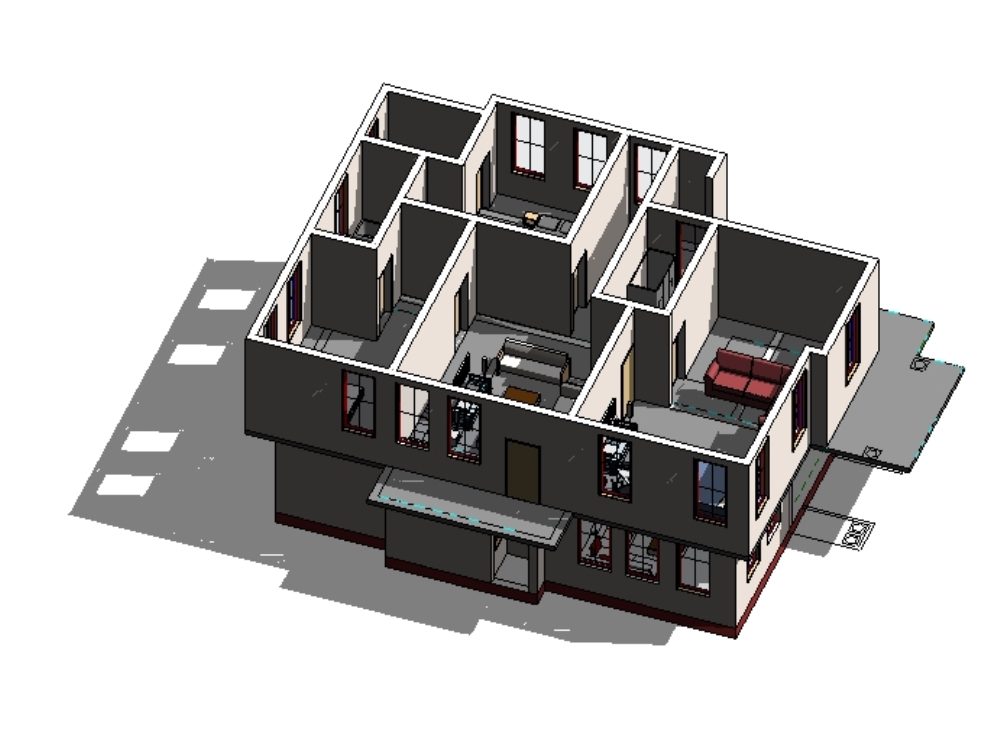 Piano di costruzione residenziale-casa con quattro camere da letto rvt