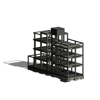 Modelo de estrutura de edifício de 4 andares