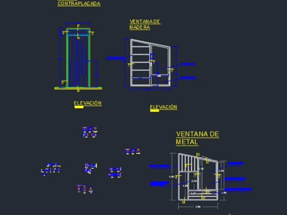Construction details of metallic window.