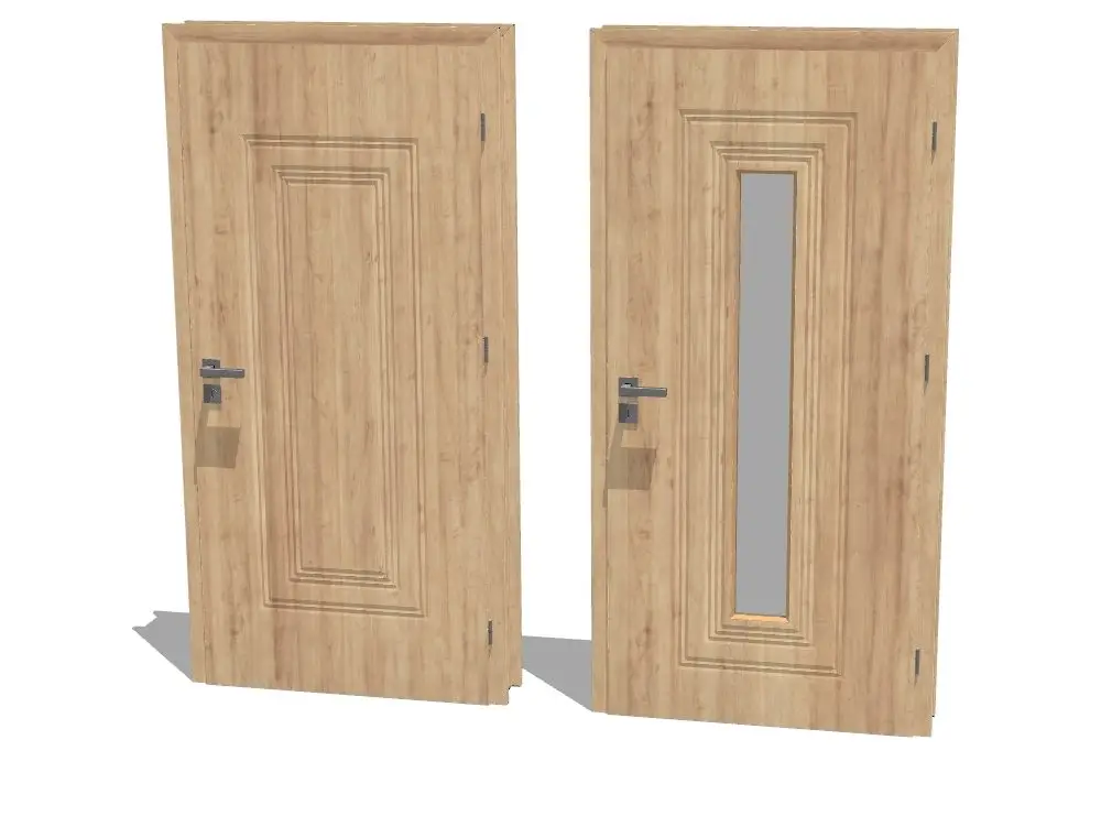 Puerta 3d de madera lista para renderizar
