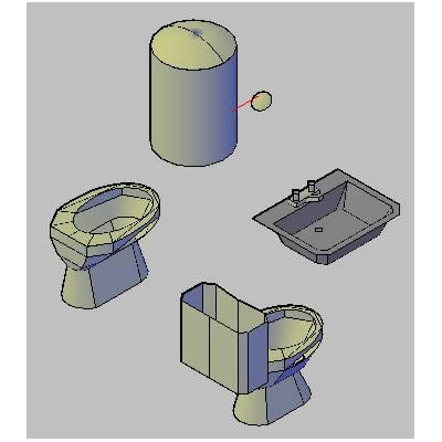 Conjunto de Muebles Sanitarios Modernos en 3D