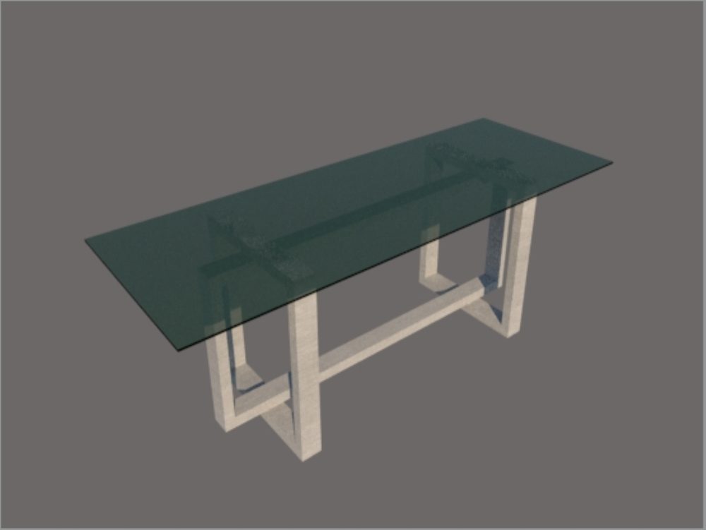 Tavolo in vetro con struttura in metallo