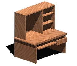 scrivania in legno 3d