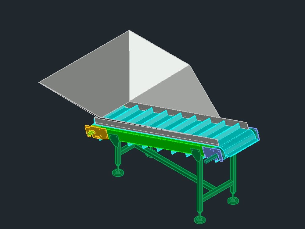 Conveyor with hopper to upload product