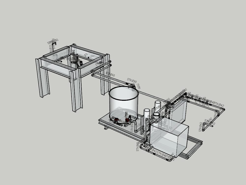 Hydrauliköl-Lagertanks und Rohrleitungen für die Geräteversorgung mit 5-1/4-Kegelbrecher