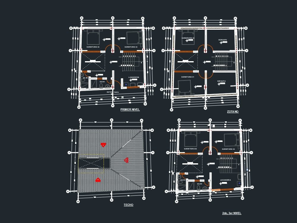 Plans of a multifamily house