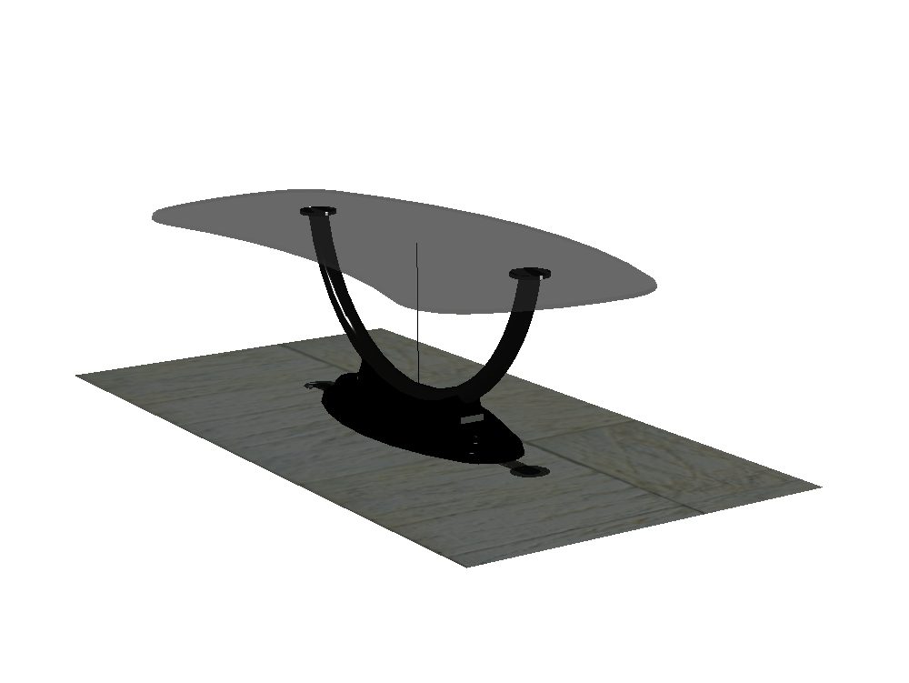 mesa de centro 3d em vidro; renderizado