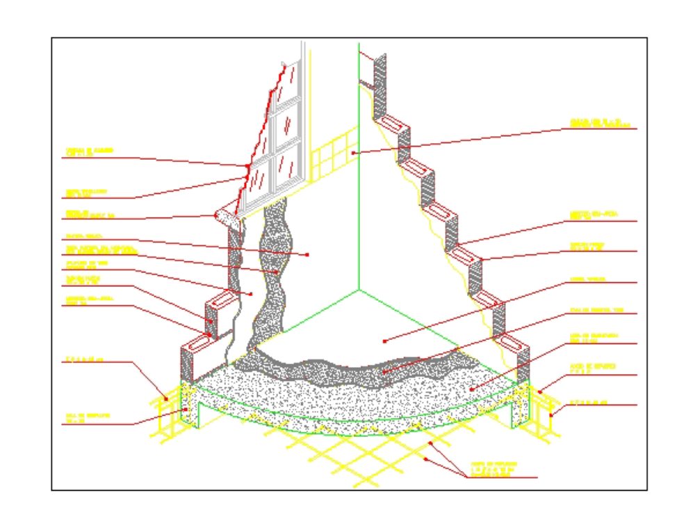 Muro Bloques Con Acabados En Autocad Librería Cad 4633