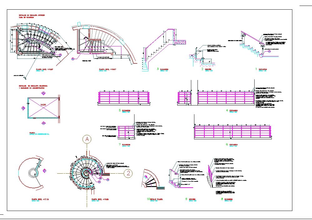 Escadas e trilhos do detalhe da construção