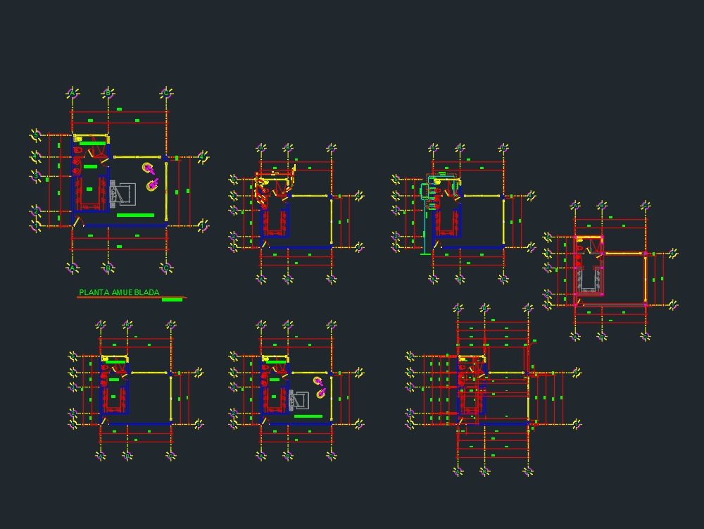 Plans in autocad of a bedroom p