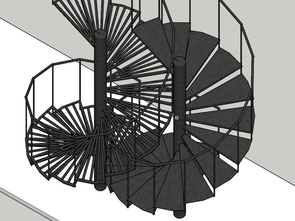 Detalle de unas escaleras de caracol modelado en 3d