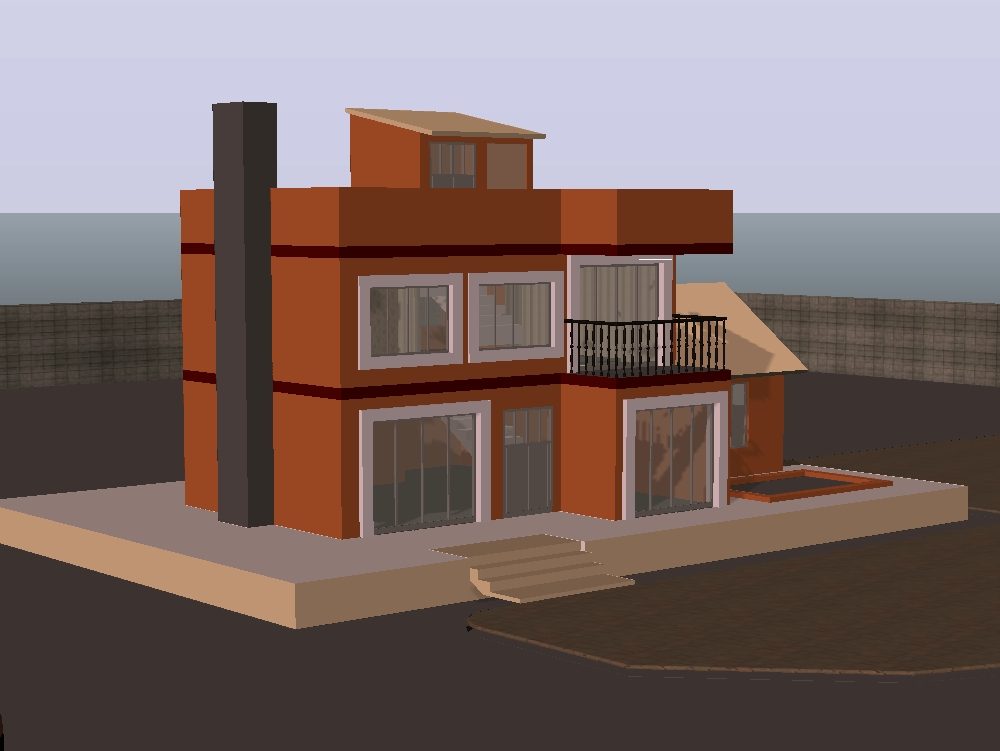 Dreidimensionales Wohnen mit Pool und Terrasse