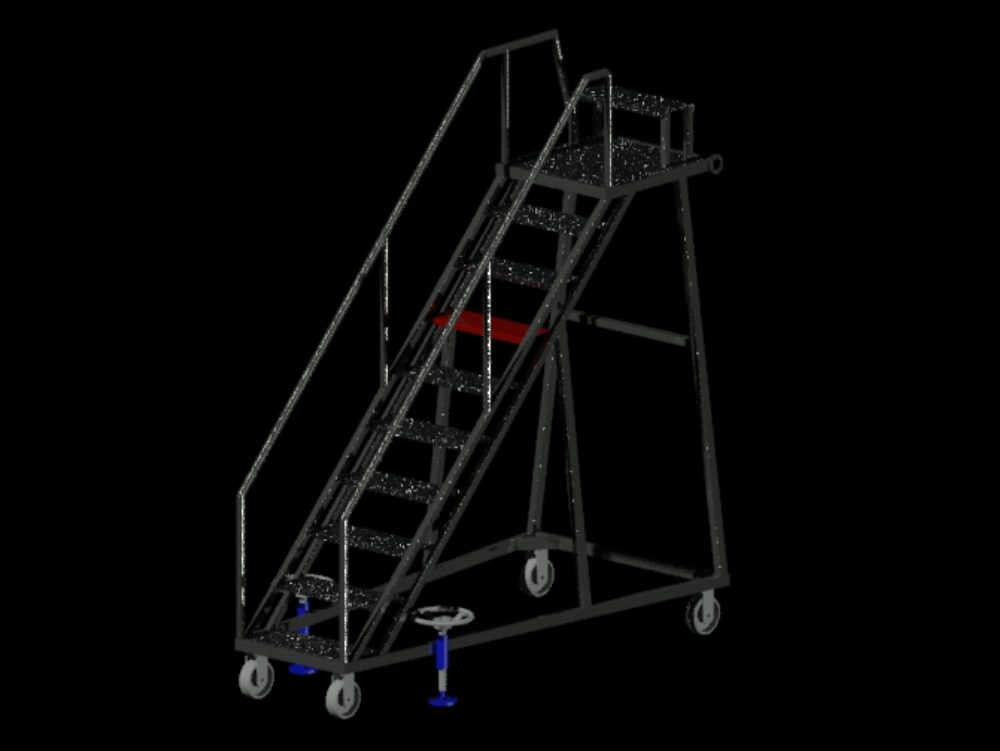 Airplane ladder with pulleys and brakes