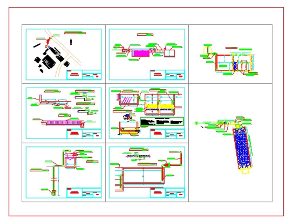 Modelo De Esquema De Planta De Tratamiento De Aguas Residuales En AutoCAD |  Librería CAD