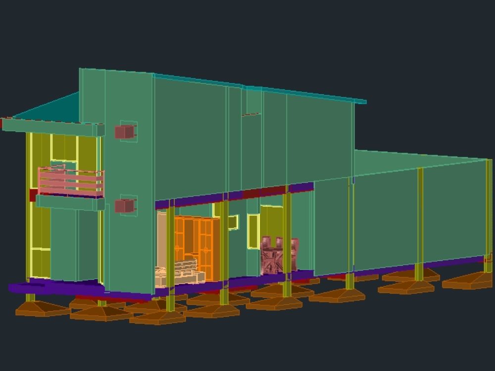 Modello di casa isometrica-3d su due piani