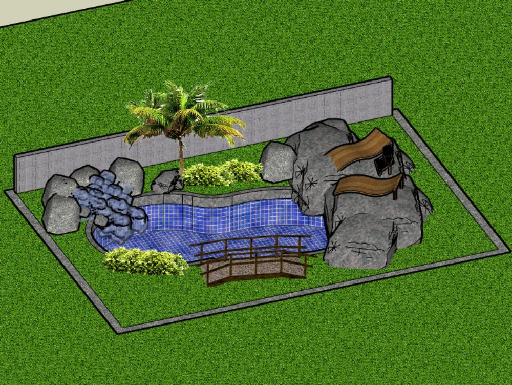 Pool project in 3d with setting
