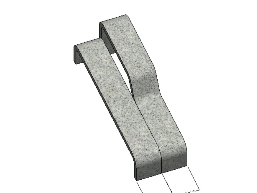 Bancada de concreto armado paramétrica modelada no revit.