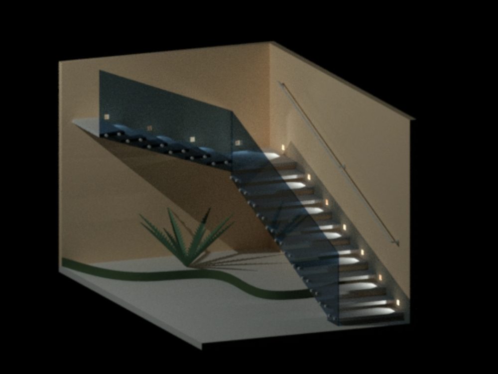 In die Wand eingelassene Treppen in 3D