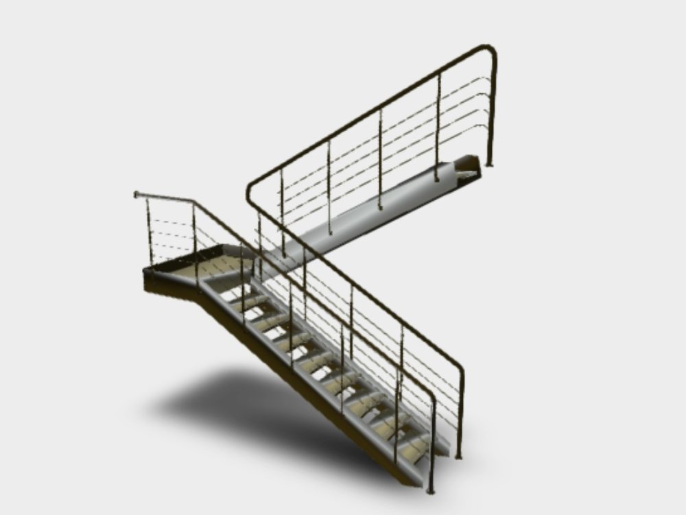 Escalier industriel en u avec profilés métalliques max