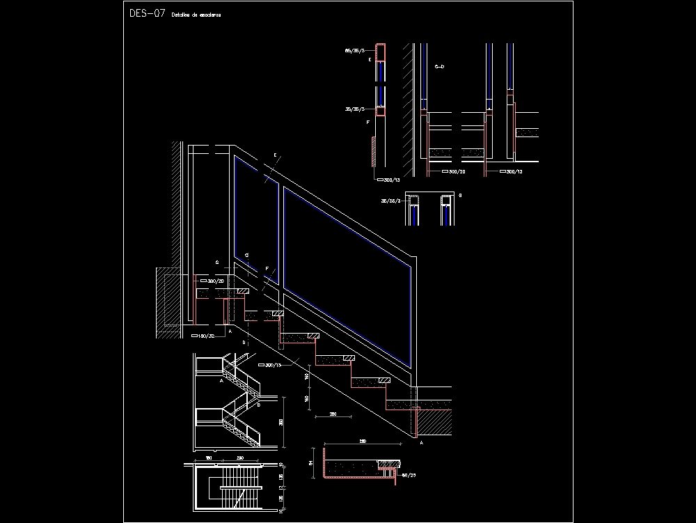Planos de detalles de escaleras