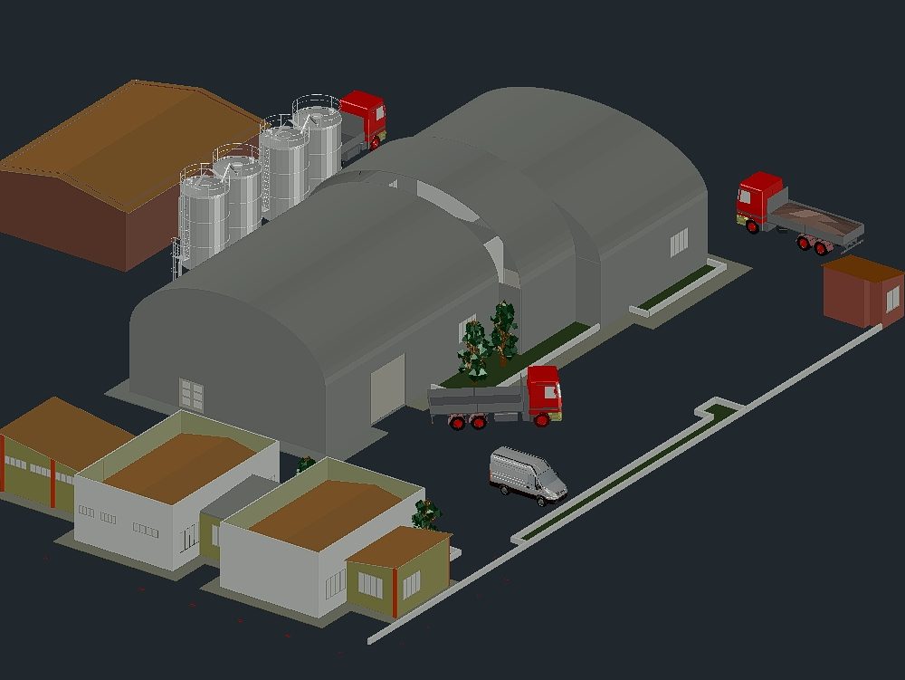 modèle 3D de l'administration de l'usine industrielle