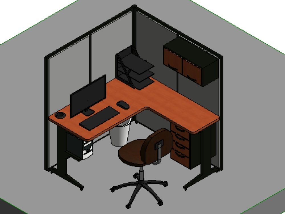 Módulo de mesa de escritório individual.