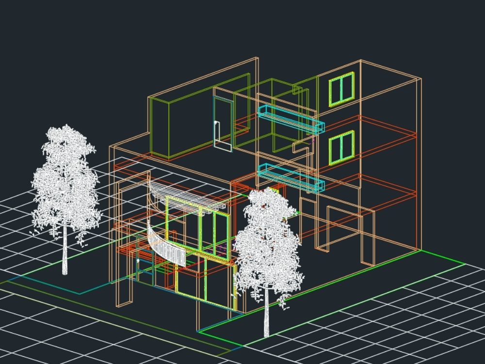 Double height house architecture toolkit included with autocad