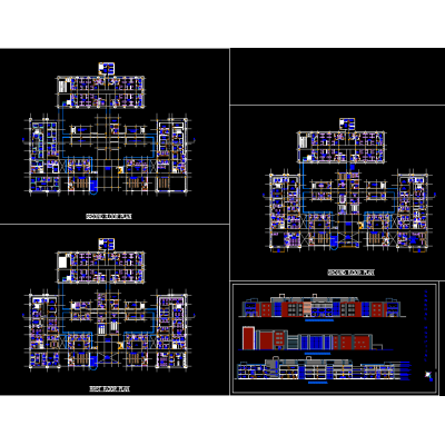 Hospita especialidades multiples / alzados y secciones .-