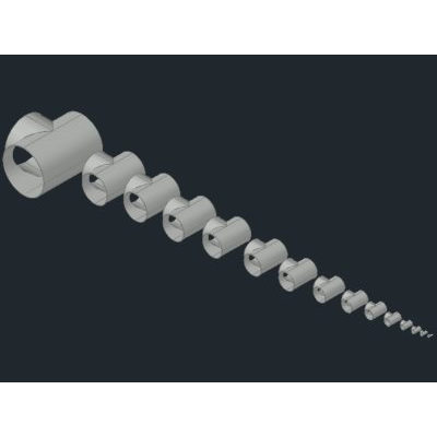 Tee desde 1 pulgada hasta 48 pulgadas 3d