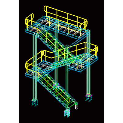 Escalera industrial 3d